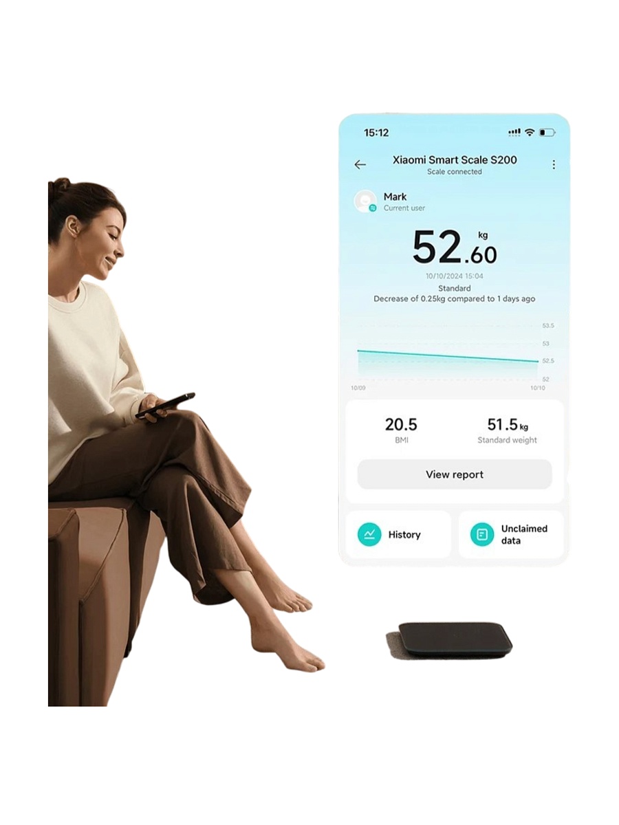 Весы напольные Xiaomi Smart Scale S200, черные (BHR9239GL)