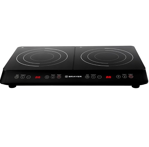 Плитка индукционная Brayer BR2803 (2 конфорки / Стеклокерамика / 3400 Вт / чёрный)